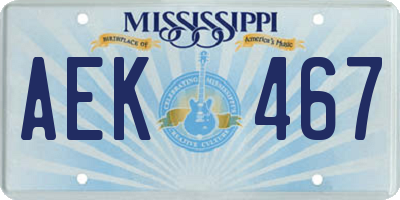 MS license plate AEK467