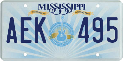 MS license plate AEK495