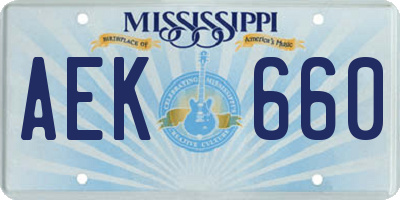 MS license plate AEK660