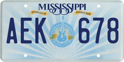 MS license plate AEK678
