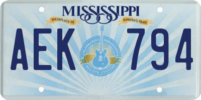 MS license plate AEK794