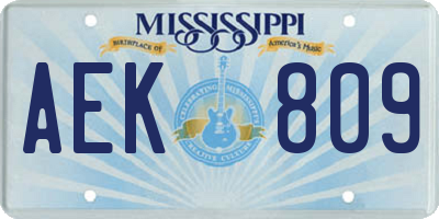 MS license plate AEK809