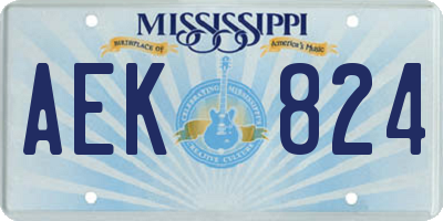 MS license plate AEK824