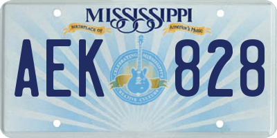 MS license plate AEK828