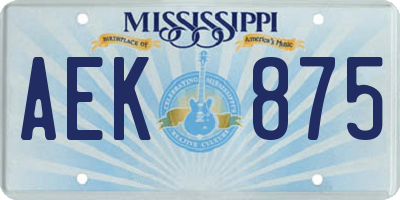 MS license plate AEK875