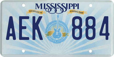 MS license plate AEK884