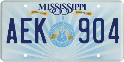 MS license plate AEK904