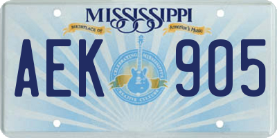 MS license plate AEK905