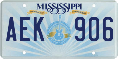 MS license plate AEK906
