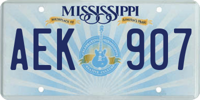 MS license plate AEK907