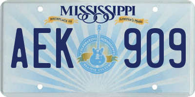 MS license plate AEK909