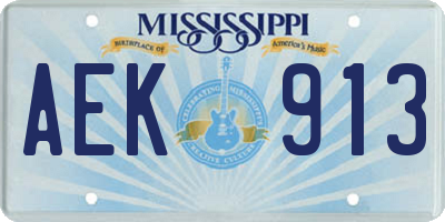 MS license plate AEK913