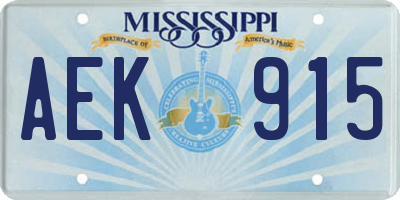 MS license plate AEK915