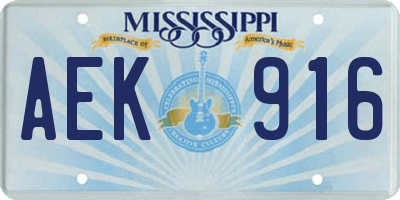 MS license plate AEK916