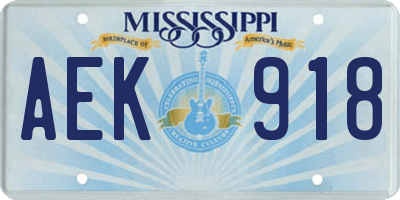 MS license plate AEK918