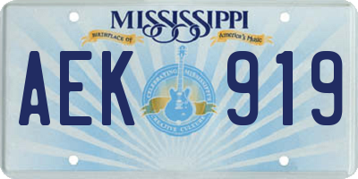 MS license plate AEK919