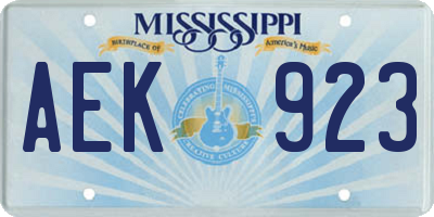 MS license plate AEK923