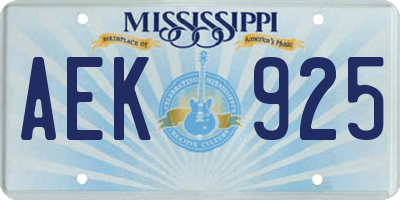 MS license plate AEK925