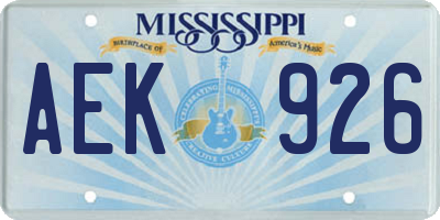 MS license plate AEK926