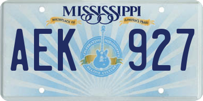 MS license plate AEK927