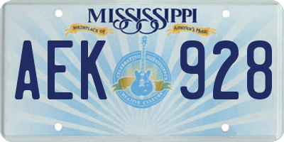 MS license plate AEK928