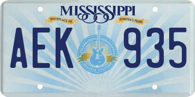 MS license plate AEK935