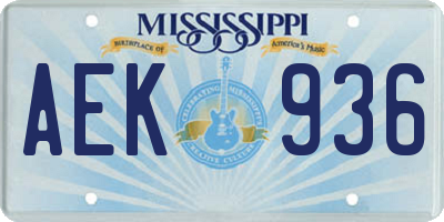 MS license plate AEK936