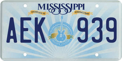 MS license plate AEK939