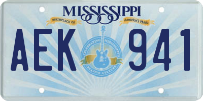 MS license plate AEK941