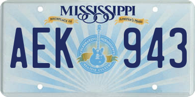 MS license plate AEK943