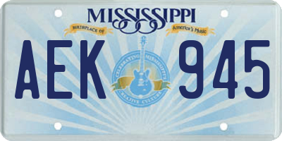 MS license plate AEK945