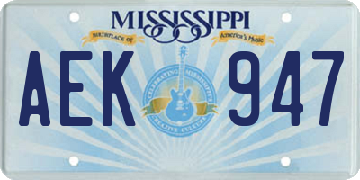 MS license plate AEK947