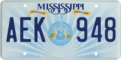 MS license plate AEK948