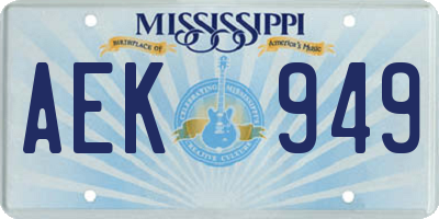 MS license plate AEK949