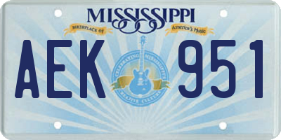 MS license plate AEK951