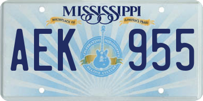 MS license plate AEK955