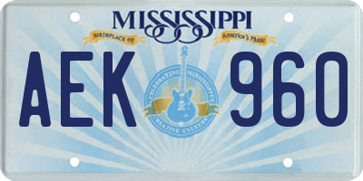 MS license plate AEK960