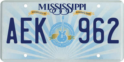 MS license plate AEK962