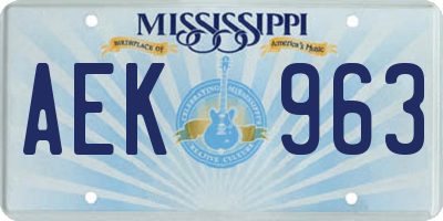 MS license plate AEK963
