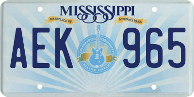 MS license plate AEK965