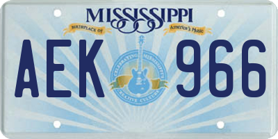 MS license plate AEK966