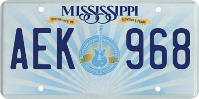 MS license plate AEK968