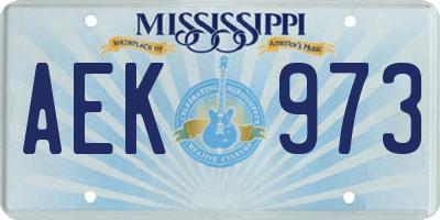 MS license plate AEK973