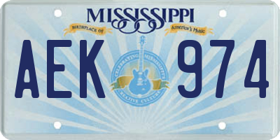 MS license plate AEK974
