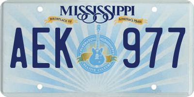MS license plate AEK977