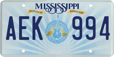 MS license plate AEK994
