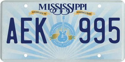 MS license plate AEK995