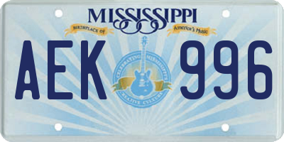 MS license plate AEK996