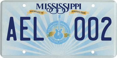 MS license plate AEL002