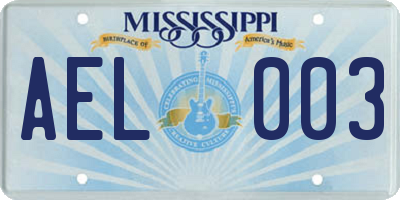 MS license plate AEL003